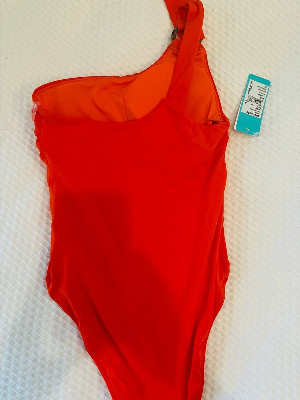 Girls' One-Shoulder Red Swim Suit